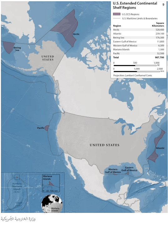 خريطة نشرتها الخارجية الأمريكية لمليون كيلومتر تريد إضافتها إلى جغرافيا مساحتها