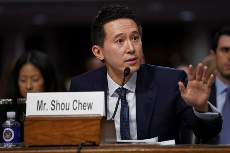 TikTok's CEO Shou Zi Chew testifies during the Senate Judiciary Committee hearing on online child sexual exploitation, at the U.S. Capitol, in Washington, U.S., January 31, 2024. REUTERS/Nathan Howard