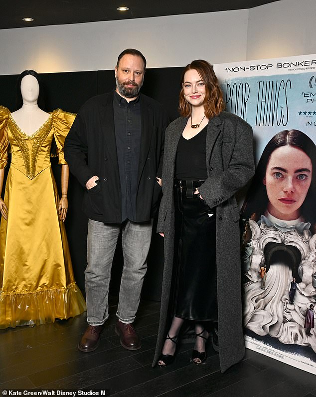 In January, Emma won her second Golden Globe for her portrayal of Bella in the film directed by Yorgos Lanthimos (pictured together)