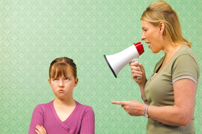 Mother screaming at daughter