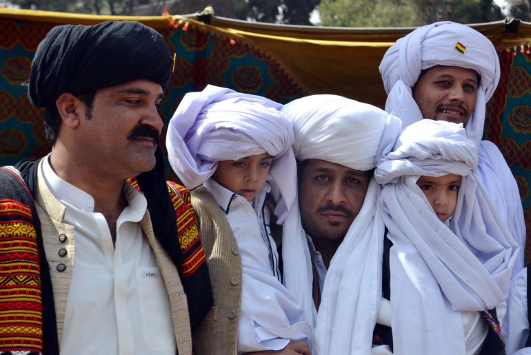 QUETTA, PAKISTAN - MAR 02: Citizens are wearing traditional dresses are expressing their cultural loyalty during the ceremony on the occasion of Baloch Culture Day, on March 02, 2016 in Quetta.