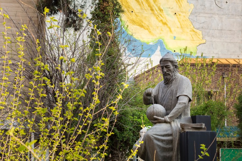 TEHRAN, IRAN – MARCH 30, 2017: Al-Biruni statue in the courtyard of the faculty of Geography of Tehran university. Al-Biruni is regarded as one of the greatest scholars of the medieval Islamic era.