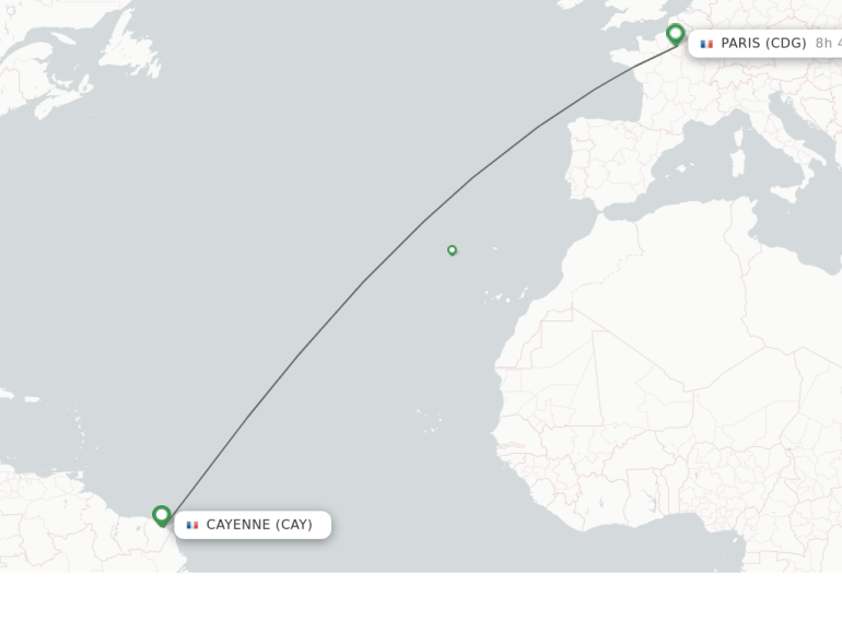 تبعد غويانا عن باريس حوالي 4400 ميل