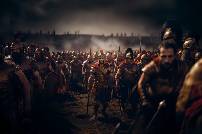 The Roman army of Heraclian period, wide shot aljazeera/ midjourny