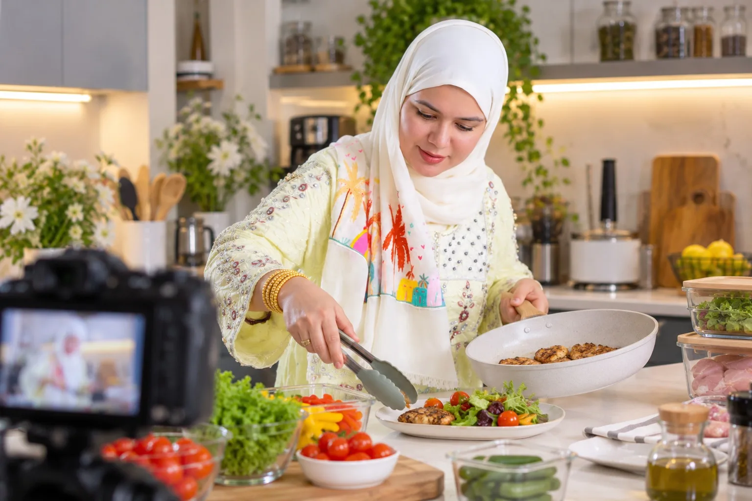 صانعة محتوى الطعام والشيف السعودية «هديل بخاري» وأهمية منع انتقال التلوث أثناء إعداد الوجبات الشيف السعودية وصانعة محتوى الطعام «هديل بخاري»